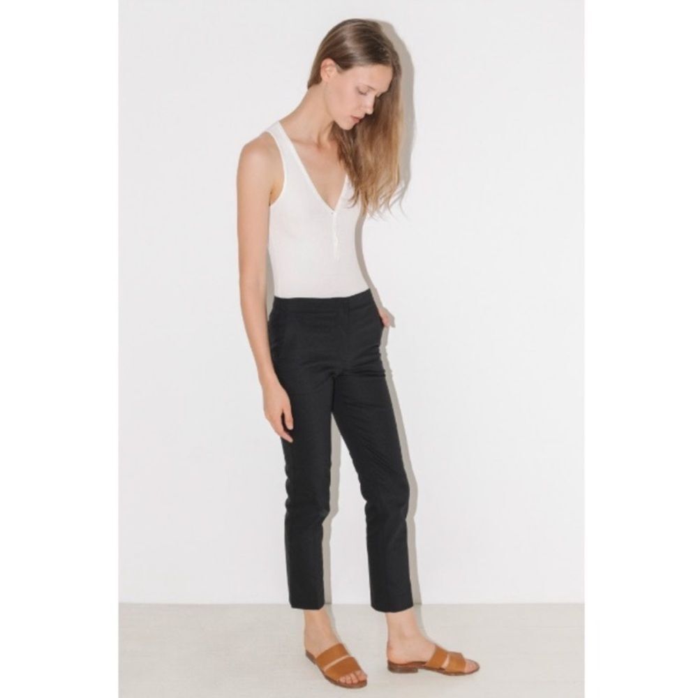 Helmut Lang Slim Cotton Side Slit Pant in Black 10